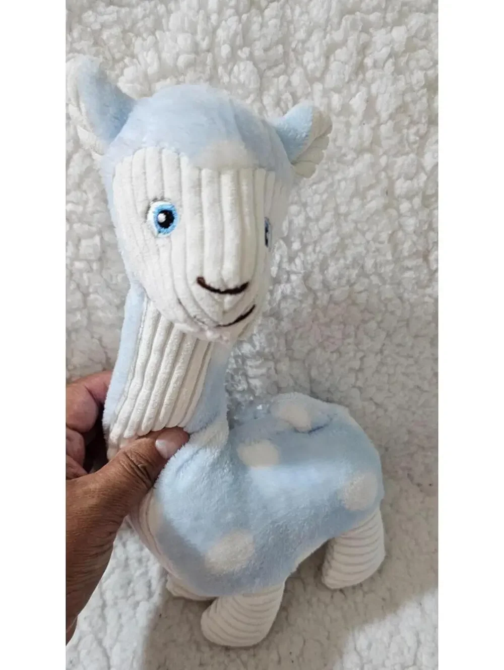 New Pet Factory Logical Llama Plush Dog Toy Blue White Squeaky Durable Soft 12